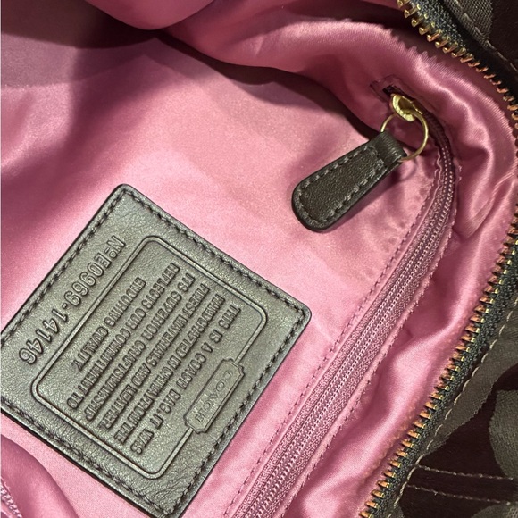 Coach Signature C Brown Canvas Leather Trim Shoulder Bag EUC - Picture 11 of 12